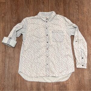 Kut from the Kloth Floral Chambray Button Down Shirt Blue | Size: Medium